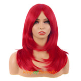 Long Layered Wigs With Bangs Straight Synthetic Fiber Shoulder Length Hair For Daily Party