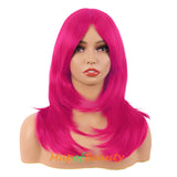 Long Layered Wigs With Bangs Straight Synthetic Fiber Shoulder Length Hair For Daily Party