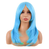 Long Layered Wigs With Bangs Straight Synthetic Fiber Shoulder Length Hair For Daily Party