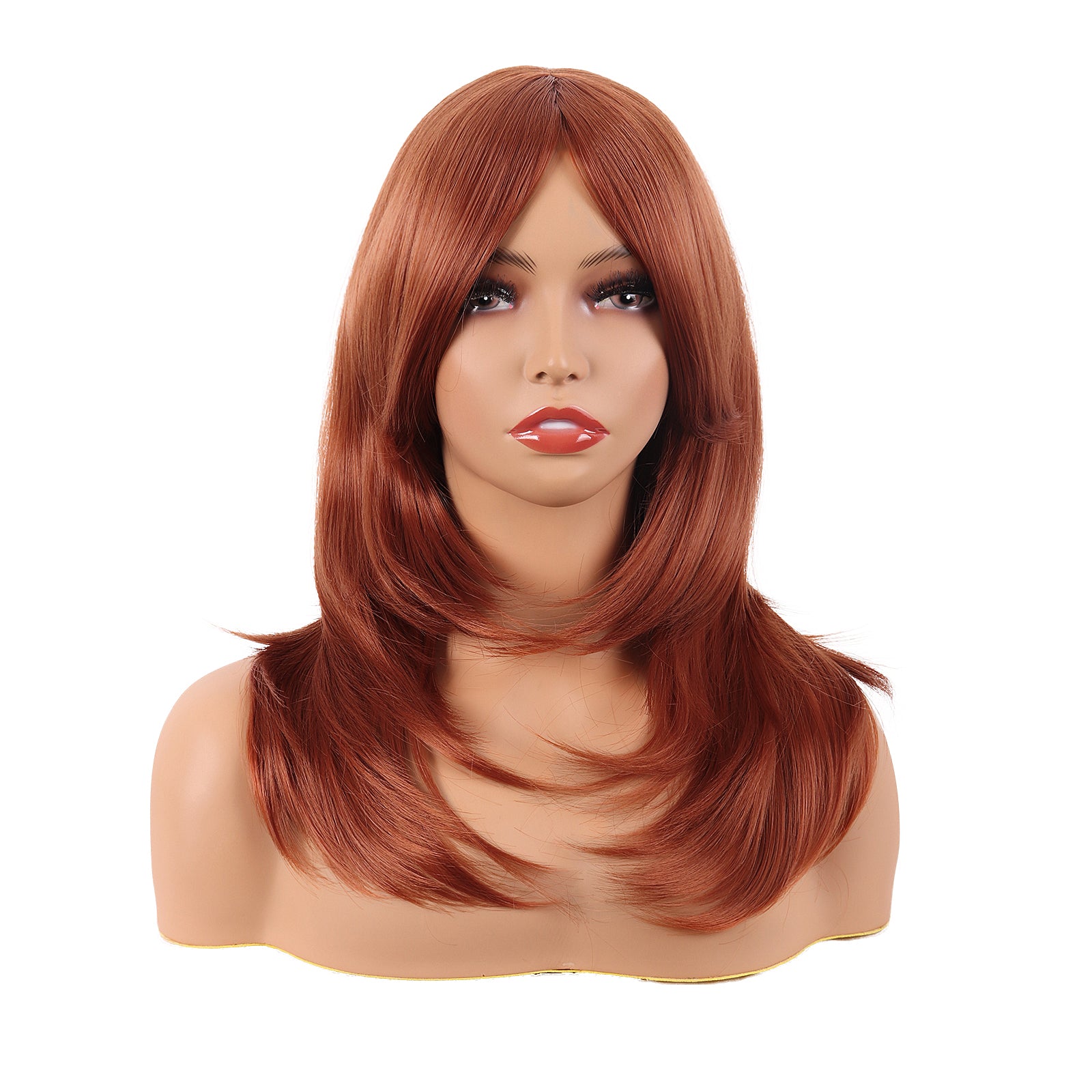 Layered Synthetic Wig with Bangs Straight Medium Length Hair for Daily Party Straight Long Black Wig With Bangs Synthetic Layered Hair  main image 2