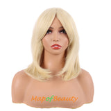 Medium Length Layered Wigs With Bangs Straight Synthetic Fiber Shoulder Length Hair for Daily Use
