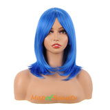 Medium Length Layered Wigs With Bangs Straight Synthetic Fiber Shoulder Length Hair for Daily Use