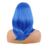Medium Length Layered Wigs With Bangs Straight Synthetic Fiber Shoulder Length Hair for Daily Use