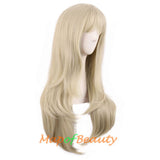 Long Wig With Bangs Synthetic Fiber Wavy Cosplay Wigs For Party Daily Use Heat Resistant