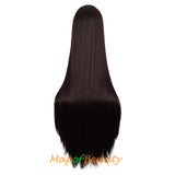 Long Straight Wig with Bangs Synthetic Hair Heat Resistant Monochrom Wigs