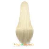 Long Straight Wig with Bangs Synthetic Hair Heat Resistant Monochrom Wigs