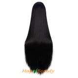 Long Straight Wig with Bangs Synthetic Hair Heat Resistant Monochrom Wigs