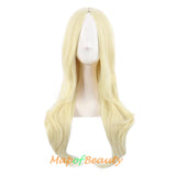 Long Curly Middle Part Synthetic Wigs Women Heat Resistant Loose Wavy Hair Wig Daily Wear Cosplay Party Halloween