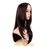 Long Layered Wigs Straight Synthetic Fiber Hair Replacement Wig For Daily Party