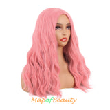 Long Curly Wavy Wig Women Middle Part Hair Replacement Synthetic Heat Resistant Fiber Daily Use Fashion Wigs