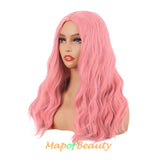 Long Curly Wavy Wig Women Middle Part Hair Replacement Synthetic Heat Resistant Fiber Daily Use Fashion Wigs