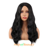 Long Curly Wavy Wig Women Middle Part Hair Replacement Synthetic Heat Resistant Fiber Daily Use Fashion Wigs