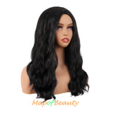 Long Curly Wavy Wig Women Middle Part Hair Replacement Synthetic Heat Resistant Fiber Daily Use Fashion Wigs