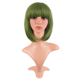 Short Bob Straight Wigs Synthetic Flat Bangs Heat Resistant Ordinary Wig