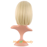 Short Bob Straight Wigs Synthetic Flat Bangs Heat Resistant Ordinary Wig