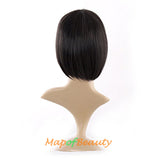 Short Bob Straight Wigs Synthetic Flat Bangs Heat Resistant Ordinary Wig