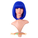 Short Bob Straight Wigs Synthetic Flat Bangs Heat Resistant Ordinary Wig