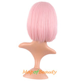Short Bob Straight Wigs Synthetic Flat Bangs Heat Resistant Ordinary Wig