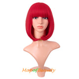 Short Bob Straight Wigs Synthetic Flat Bangs Heat Resistant Ordinary Wig