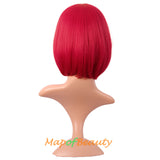 Short Bob Straight Wigs Synthetic Flat Bangs Heat Resistant Ordinary Wig