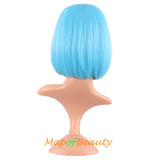 Short Bob Straight Wigs Synthetic Flat Bangs Heat Resistant Ordinary Wig