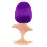 Short Bob Straight Wigs Synthetic Flat Bangs Heat Resistant Ordinary Wig