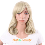 Side Bangs Middle Length Bent Tail Wigs Fiber Shoulder Length Wigs
