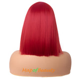 Straight Bob Wig With Flat Bangs Short Colorful Synthetic Hair For Cosplay Party