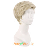 Men Short Wig Synthetic Hair Heat Resistant Handsome Cosplay Costume Hair Replacement Wig