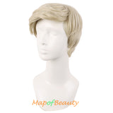 Men Short Wig Synthetic Hair Heat Resistant Handsome Cosplay Costume Hair Replacement Wig