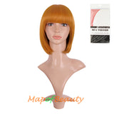 Short Bob Straight Wigs Synthetic Flat Bangs Heat Resistant Ordinary Wig