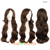 Long Deep Wave Wigs for Women Cosplay Wig Colored Synthetic Fiber Side Bangs