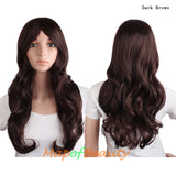 Long Deep Wave Wigs for Women Cosplay Wig Colored Synthetic Fiber Side Bangs