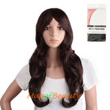 Long Deep Wave Wigs for Women Cosplay Wig Colored Synthetic Fiber Side Bangs