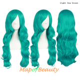 Long Deep Wave Wigs for Women Cosplay Wig Colored Synthetic Fiber Side Bangs
