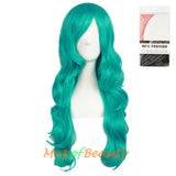 Long Deep Wave Wigs for Women Cosplay Wig Colored Synthetic Fiber Side Bangs