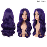 Long Deep Wave Wigs for Women Cosplay Wig Colored Synthetic Fiber Side Bangs