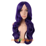 Long Deep Wave Wigs for Women Cosplay Wig Colored Synthetic Fiber Side Bangs