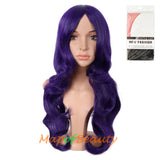 Long Deep Wave Wigs for Women Cosplay Wig Colored Synthetic Fiber Side Bangs