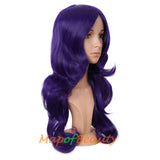 Long Deep Wave Wigs for Women Cosplay Wig Colored Synthetic Fiber Side Bangs