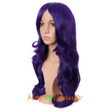 Long Deep Wave Wigs for Women Cosplay Wig Colored Synthetic Fiber Side Bangs