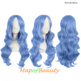 Long Deep Wave Wigs for Women Cosplay Wig Colored Synthetic Fiber Side Bangs