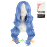 Long Deep Wave Wigs for Women Cosplay Wig Colored Synthetic Fiber Side Bangs