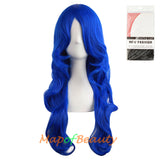 Long Deep Wave Wigs for Women Cosplay Wig Colored Synthetic Fiber Side Bangs