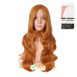 Long Deep Wave Wigs for Women Cosplay Wig Colored Synthetic Fiber Side Bangs