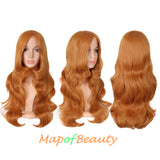 Long Deep Wave Wigs for Women Cosplay Wig Colored Synthetic Fiber Side Bangs