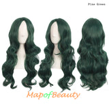 Long Deep Wave Wigs for Women Cosplay Wig Colored Synthetic Fiber Side Bangs