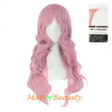 Long Deep Wave Wigs for Women Cosplay Wig Colored Synthetic Fiber Side Bangs