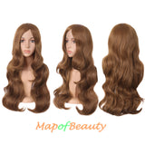 Long Deep Wave Wigs for Women Cosplay Wig Colored Synthetic Fiber Side Bangs