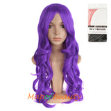 Long Deep Wave Wigs for Women Cosplay Wig Colored Synthetic Fiber Side Bangs